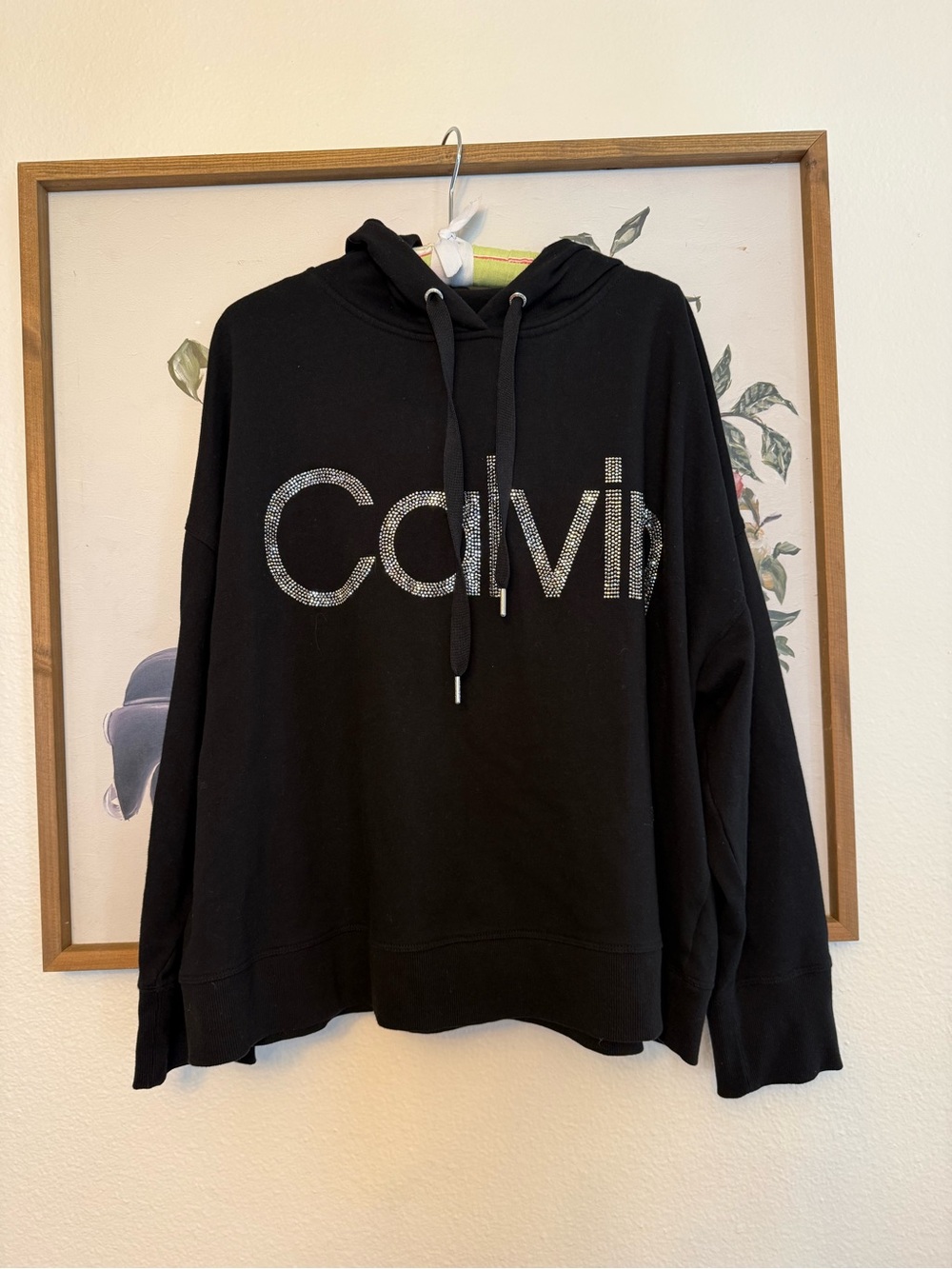 Calvin Klein Black Hoodie Sweater with Sparkling Logo